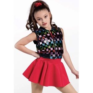 Weissman Showtime | Confetti Two Piece Colorful Sequin Dance Costume, Size IC